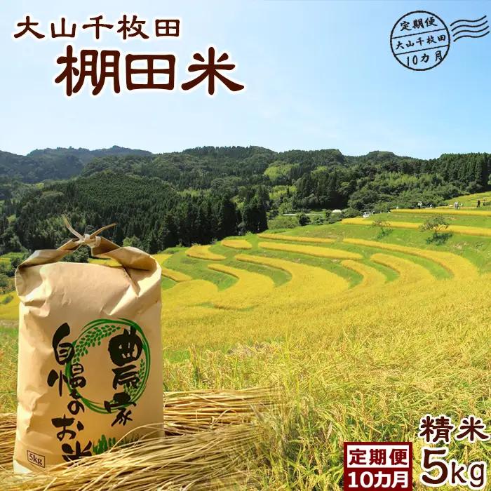 【棚田保全支援】大山千枚田の天水田育ち『棚田米』定期便 ５kg×10カ月《精米》　[0167-0002]