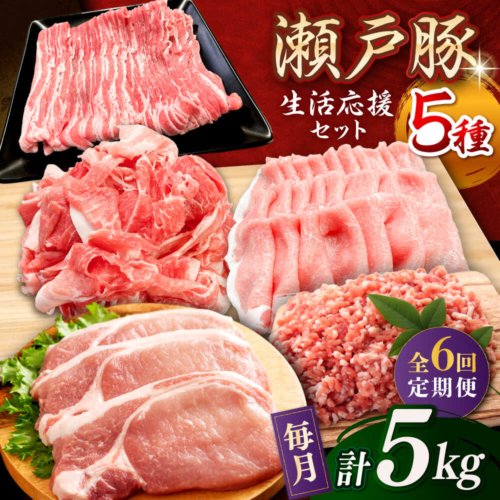【ふるさと納税】【全6回定期便】瀬戸豚 生活応援セット 計5kg / 豚肉 小分け しゃぶしゃぶ セット / 瀬戸市 / 関屋精肉店[BBBQ217]
