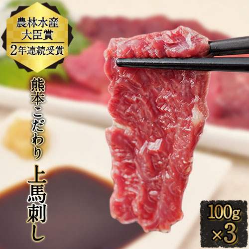 馬刺し 上赤身 ブロック 国産 熊本肥育 100g×3セット 肉 絶品 牛肉よりヘルシー 馬肉《7月中旬-9月末頃出荷》---mna_fkgakm_bc79_23_12000_300gt---