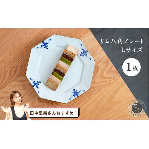 【田中里奈さんおすすめ！】有田焼 リム八角プレートLサイズ 1枚【皓洋窯】食器 器 うつわ 染付 青 八角 和食 ワンプレート トンバイ塀 サブレ おうち カフェA15-292