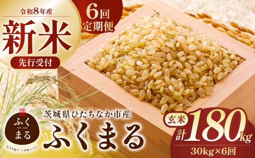 【6回定期便】 令和8年産 ふくまる 玄米30kg 茨城県ひたちなか市産  |  定期便 6回  ふくまる フクマル 米 お米 おこめ こめ 玄米 ごはん ご飯  厳選米 茨城県産 産地直送 国産 冷めてもおいしい 美味しい こだわり 甘みが強い ふっくら 艶やか 茨城県ひたちなか市産