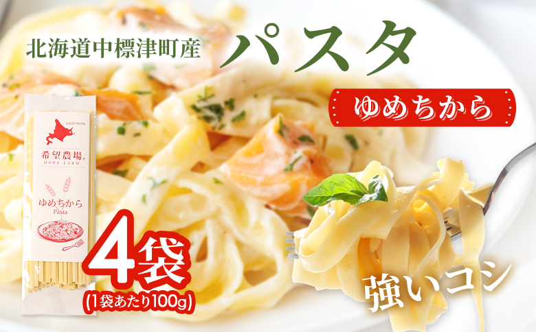 北海道中標津町産「ゆめちから」パスタ×4袋 | ゆめちから使用 北海道小麦のもちもちパスタ 国産小麦 本格パスタ ゆめちからパスタ 小麦の香り 小麦の旨み 小麦の甘み 堪能 超強力小麦使用 北海道グルメ ご当地パスタ 北海道産 小麦 パスタ 常温保存 ランチ 麺類 希望農場 お取り寄せ 北海道 中標津町 中標津【82002】