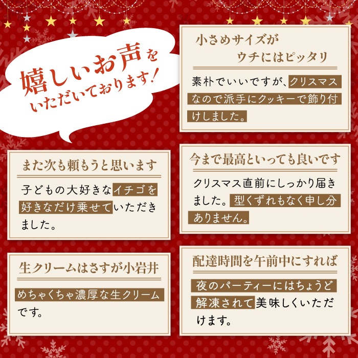 【 2025年 12月25日お届け】 小岩井農場 クリスマスケーキ ホワイト クリーム ケーキ 4号 先行予約 ／ オーナメント クリスマス ケーキ ホールケーキ クリームケーキ ホワイトケーキ お取