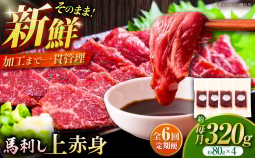 【全6回定期便】フジチク ふじ 馬刺し 上赤身 4個 セット 計約320g / ばさし 熊本県 菊陽町 にく 肉 バサシ あかみ 新鮮  うま 旨  ウマ タレ 特製【株式会社フジチク】 [BHAD091]