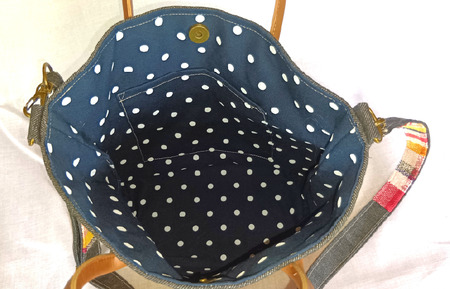 【思いやり型返礼品】さをり織り ショルダートートバッグ 障がい者支援 福祉作業所