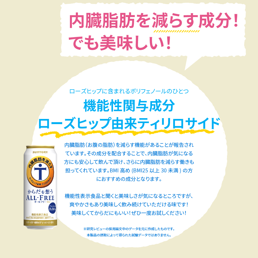 【訳あり】 ノンアルコール サントリー からだを想う オールフリー (機能性表示食品) 500ml×24本 サントリー〈天然水のビール工場〉群馬※沖縄・離島地域へのお届け不可