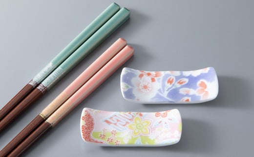 イシダ 一双 箸置き付き夫婦箸「ほのか」 [BFCF004]