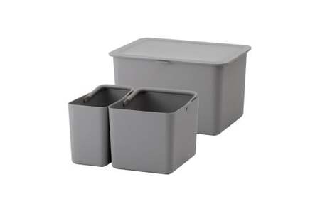 フタ付きストックケース 米びつ(インナーセット)  LBK-50 グレー (3色からお好きなカラーが選べる) 葛城市 ライクイット like-it【like104-2】