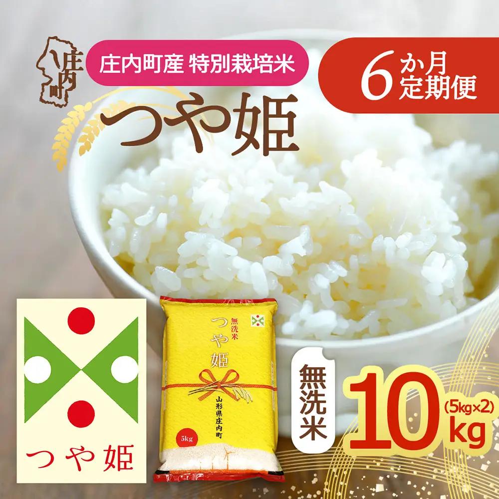 【定期便】＜令和8年産＞つや姫 無洗米 5kg×2袋×6ヶ月 毎月 10kg 特別栽培米 山形県庄内町産 余目産 庄内米 ブランド米 米 コシヒカリの原点、亀の尾発祥の地 お米の定期便 ごはん 粘り 甘み 香り 粒が大きい【10月下旬発送】