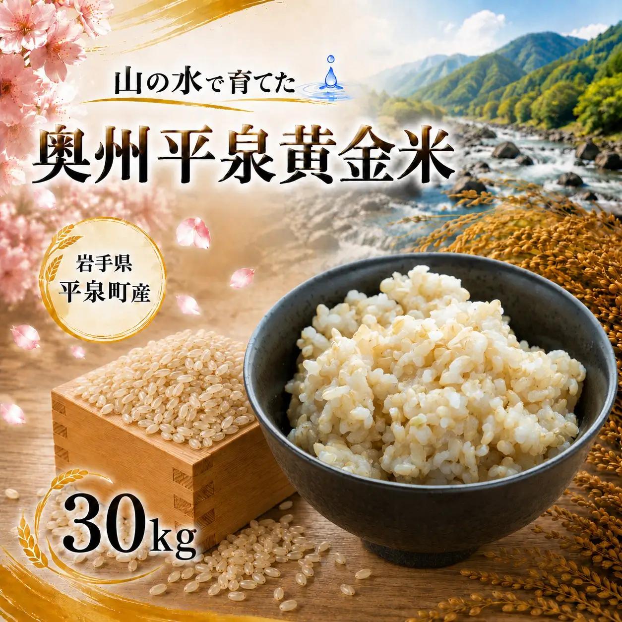 【先行予約】令和8年産 ひとめぼれ 玄米 30kg 奥州平泉黄金米【aoki018A】