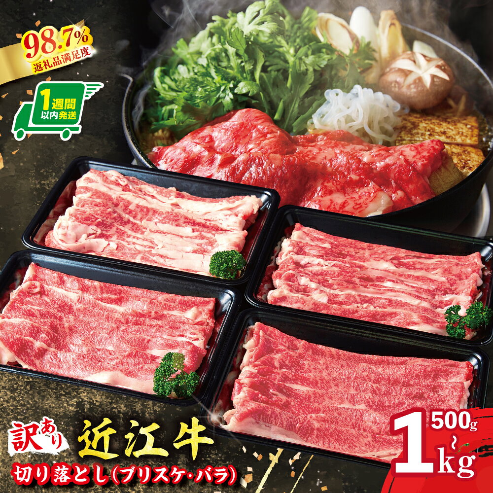 【 ふるさと納税 】【1週間以内発送】 近江牛 切り落とし 食べ比べ 500g / 1kg 訳あり ブリスケ バラ肉 セット 牛バラ 牛バラ肉 バラ 牛バラスライス 切落とし 切落し 切り落とし肉 牛肉 国産 和牛 牛 肉 霜降り 大容量 小分け 冷凍 近江フードJAPAN 肉の將助屋
