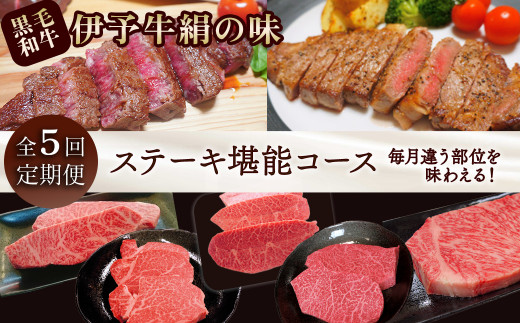 
全5回定期便 【配送日時指定可・冷蔵】★ステーキ★ 伊予牛絹の味 ステーキ堪能コース (冷蔵) ※関東以北・沖縄へのお届けは冷凍となります
