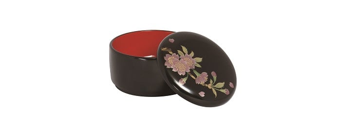 
川連漆器　蓋付一段小鉢　桜[B1-5901]
