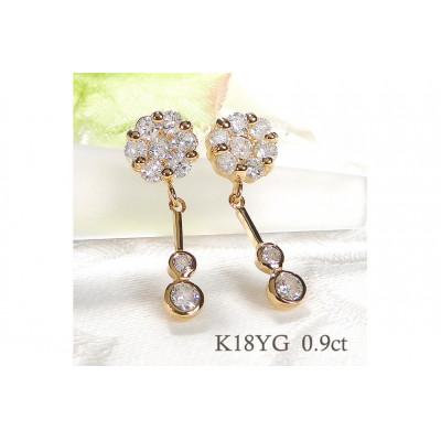 ふるさと納税 韮崎市 ピアス K18YG ゴールド ダイヤモンド 0.9ct フラワー 振り子 f232-k18yg |  | 01