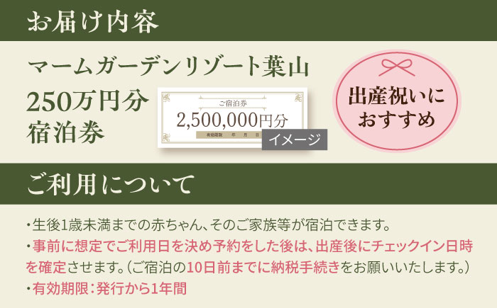 マームガーデンリゾート葉山 250万円分 宿泊券 産後ケアホテル 宿泊券【株式会社マムズ】 [AKBM009]