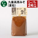 【ふるさと納税】【定期便】【1ヶ月毎6回】九重高原みそ（麦粒） 1kg×4袋 計24kg（4kg×6回） 麦みそ 味噌 赤色系甘口 大麦 大豆 おかず味噌 調味料 大分県産 九州 国産 大分県 九重町 送料無料