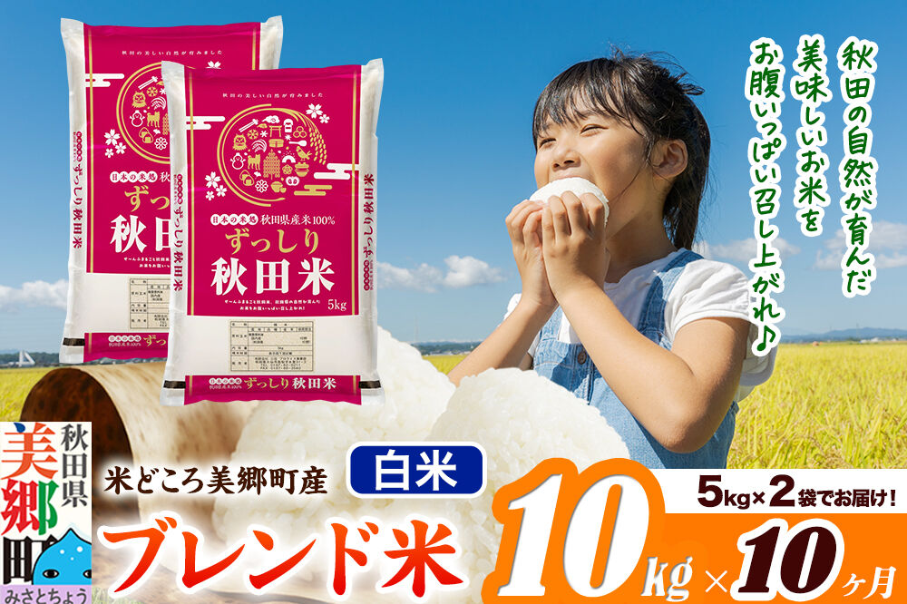 米《定期便10ヶ月》ブレンド米【白米】精米 10kg（5kg×2袋）秋田県美郷町産 [5kg袋 お米 こめ ご飯 ごはん 米どころ 秋田県産 美郷町]