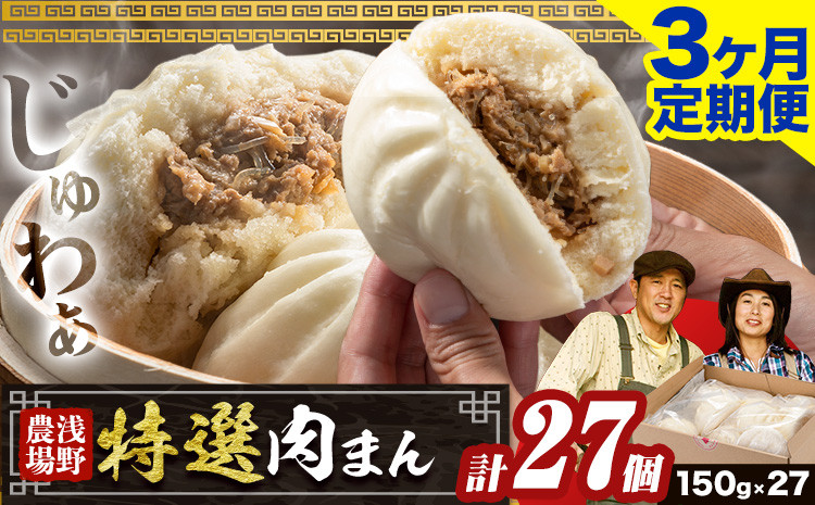 
            [2.7-310]　浅野農場特選肉まん 計27個 3ヶ月定期便 豚肉 肉まん 豚まん
          