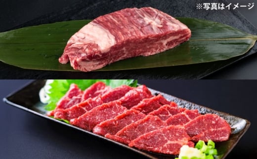 あか牛 ステーキ用ヒレ肉(約800g)、馬刺し(約200g)セット 計約1kg / 牛肉 セット 国産 熊本県産 食べ比べ ヒレ ステーキ バサシ 馬刺し 赤牛 冷凍 お土産 豪華 贅沢 ご褒美 お祝い 人気 おもてなし 晩ご飯 ディナー niku ごちそう おうちごはん 熊本県 菊陽町 200g 800g 　【合同会社 たべたせいか】[BHBY006]