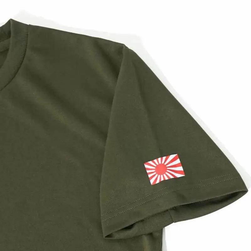 Tシャツ【左腕 軍艦旗】自衛隊グッズ ワンポイント 旭日旗　オリーブグリーン　3Lサイズ ku091-081-3l-r