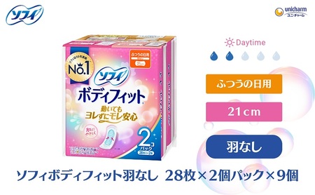 ソフィ ボディフィット 羽なし ナプキン ソフィ【28枚×2個×9】