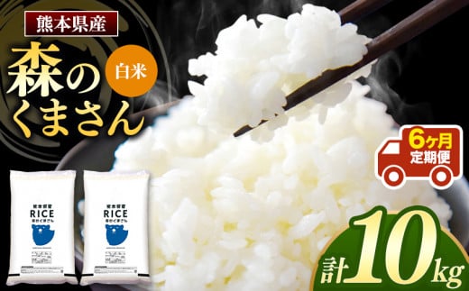 【 定期6回 】森のくまさん 白米 10kg （5kg×2袋）×6回 | 米 お米 精米 白米 10kg 5kg 2袋 6回 定期便 送料無料 熊本県産