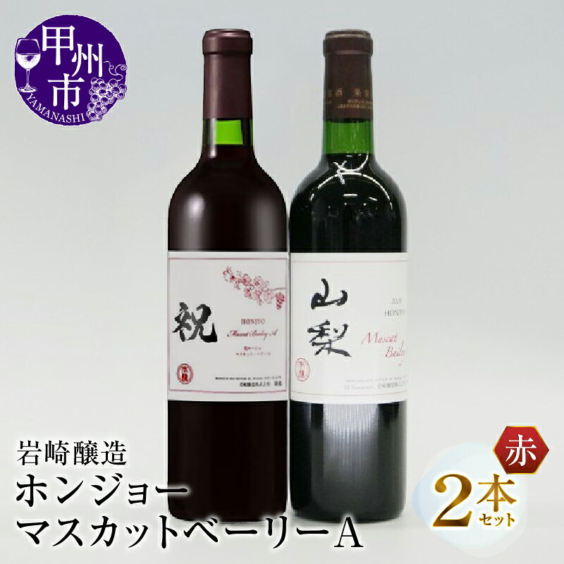 【ふるさと納税】 ワイン 赤ワイン 2本 セット 赤 ホンジョーマスカットベーリーA 日本ワイン 甲州ワイン 飲み比べ 岩崎醸造 山梨県 甲州市 母の日 父の日 記念日 ギフト お祝い (MG) 【B2-677】
