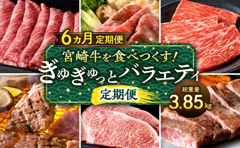 宮崎牛を食べつくす！ぎゅぎゅっとバラエティ定期便(総重量3.85kg)