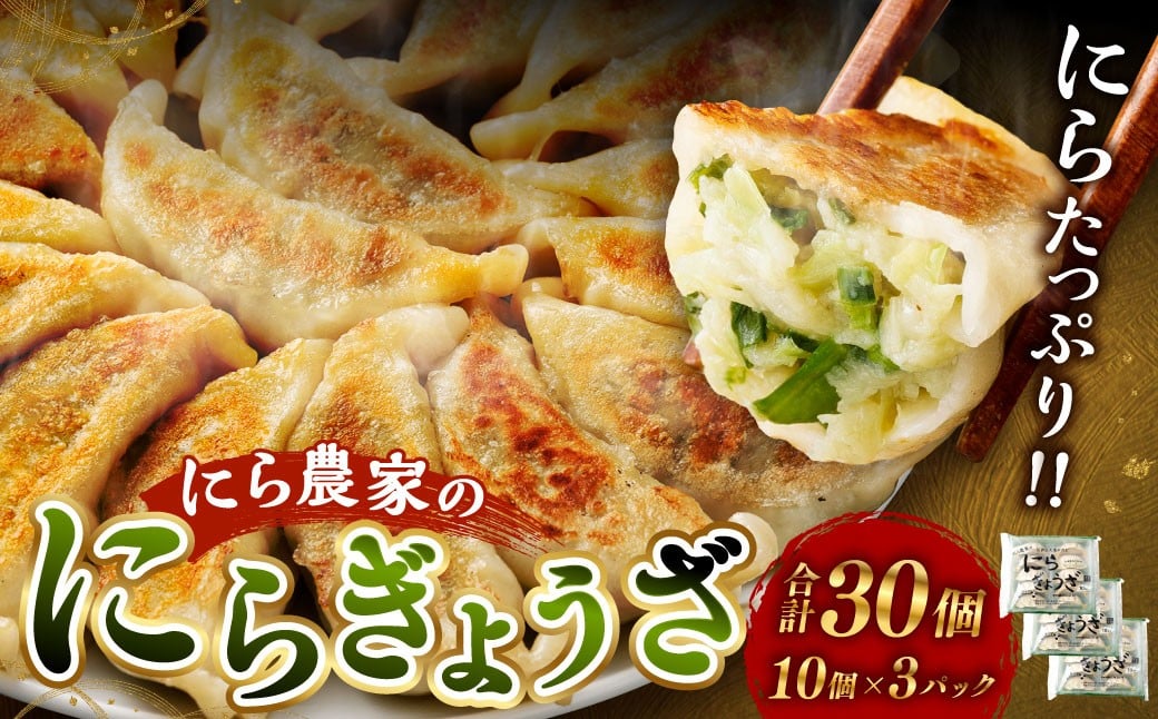 
                  ＜にら農家の『にらぎょうざ』 30個（約240g （10個）×3パック）＞翌月末迄に順次出荷 にらぎょうざ にら餃子 にらギョウザ ニラ餃子 餃子 ぎょうざ ギョウザ 惣菜 おかず 韮 ニラ 冷凍
                