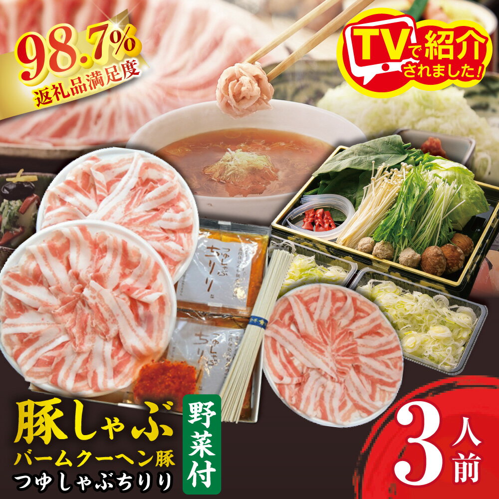 【ふるさと納税】バームちりり 野菜盛り3人前付き セット つゆしゃぶ ちりり 豚肉 国産 ひょうたんや 御中元 お中元