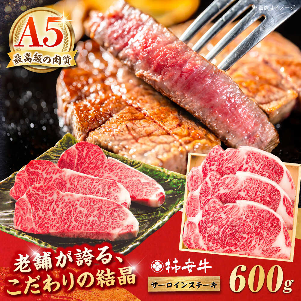 【ふるさと納税】 最高級A5等級 三重県産 黒毛和牛 柿安牛 サーロインステーキ 600g / 国産 サーロイン ステーキ 和牛 ブランド牛 国産和牛 牛肉 a5 お肉 冷蔵 BBQ バーベキュー プレゼント ギフト 高級肉 グルメ / 亀山市 / 柿安本店 [AMBW019]