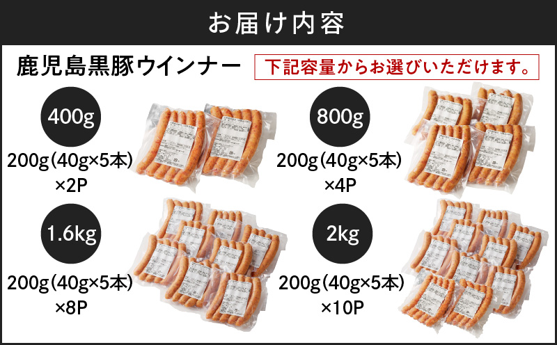 【内容量が選べる】至高の鹿児島黒豚ウインナー　K161-007