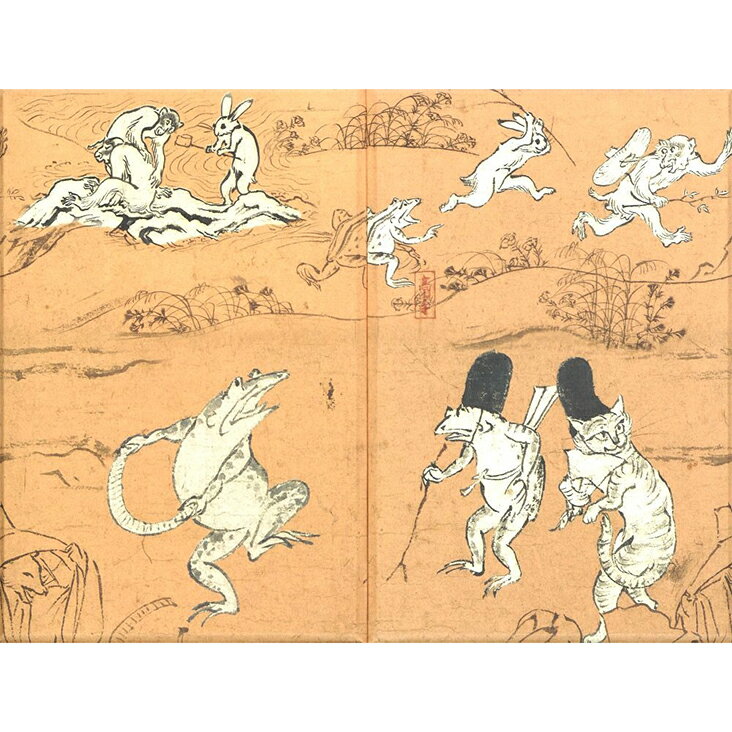 【ふるさと納税】【芸艸堂】和綴じ製本の御朱印帳（鳥獣戯画・猫）＆てぬぐい（白地に赤千鳥） | 京都 お土産 和綴じ 御朱印 手ぬぐい 老舗 ご当地 ギフト お祝い 内祝い 芸艸堂 京都府 京都市