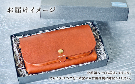  革財布「テヘペロ」 イタリアンレザー 長財布【カラー：コニャック】【財布 革 ファッション かばん バック 小物 カード収納 グリーン グレー ハンドメイド 個性的 】 [e64-t001_04] 