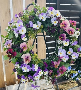 季節のお花の寄せ植えリース35センチ | フラワー リース インテリア 癒し かわいい 兵庫県 上郡町