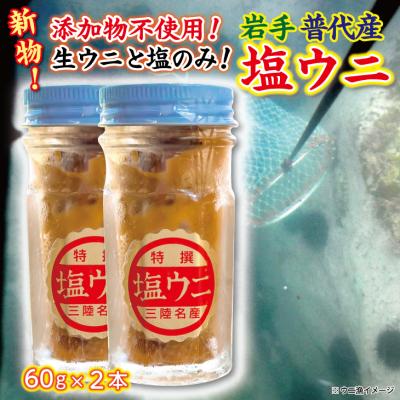 ふるさと納税 普代村 【漁師厳選 普代産生うに100%使用】 塩うに60g 2本 ミョウバン不使用 うに瓶詰め |  | 01