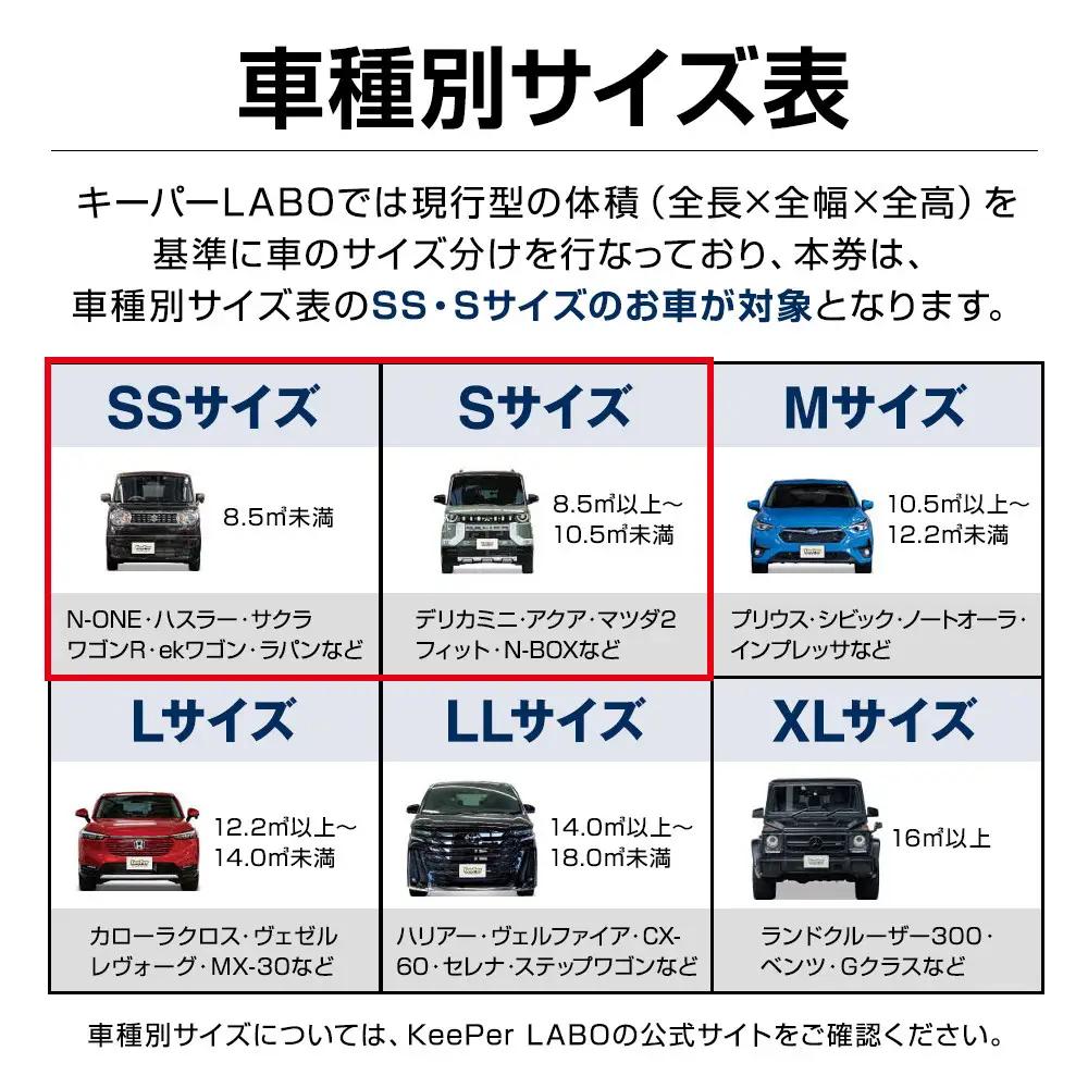 【大府店限定】KeePer LABOの「ＥＸキーパー」コーティング券（ＳＳサイズ・Ｓサイズ）