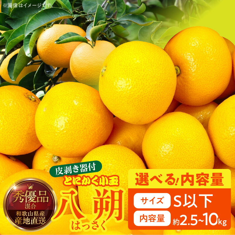 【ふるさと納税】八朔 秀品 優品 混合 小玉 選べる 内容量 箱込 2.5kg ～ 10kg S サイズ 以下 皮剥き器付 和歌山県産 産地直送プリッとした 果肉 サクサク 食感 上品 甘さ 酸味 ほろ苦い 人気 柑橘 フルーツ お取り寄せ 和歌山県 湯浅町 送料無料