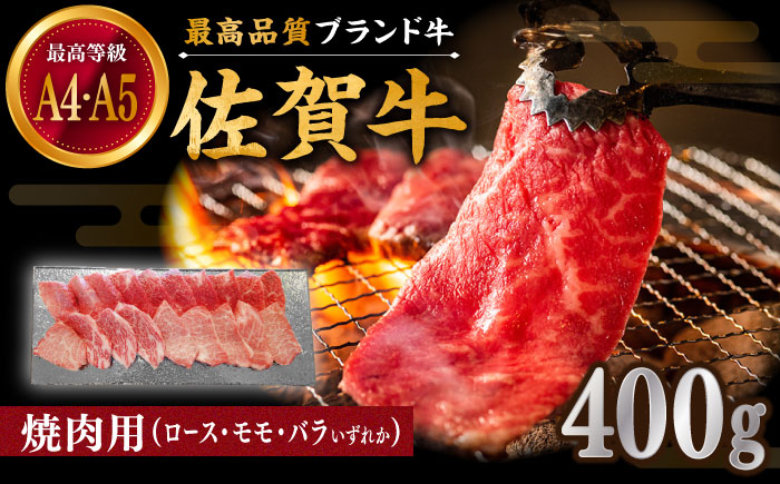 佐賀牛 焼肉用 400g 厳選部位 ロース・モモ・バラからいずれか【川崎畜産】 [IAX033]