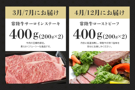 常陸牛 年間定期便 （茨城県共通返礼品 / 茨城県産） 1年 毎月 すき焼き すき焼 しゃぶしゃぶ ハンバーグ サーロインステーキ ローストビーフ 焼き肉セット 焼肉 ランプステーキ A5ランク 和牛