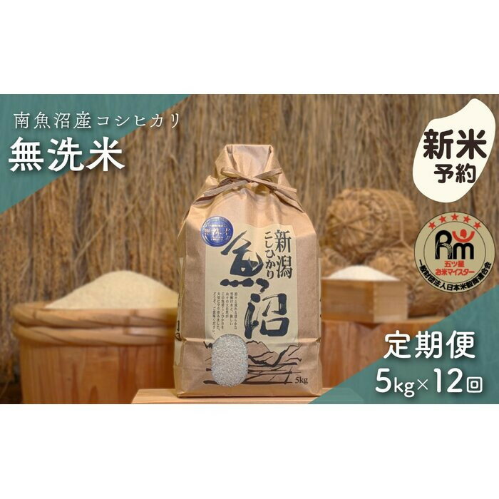 【ふるさと納税】【新米予約】令和7年産「五つ星お米マイスター」の南魚沼産コシヒカリ　無洗米5kg×12回（毎月定期便）【2025年10月上旬より順次発送予定】 | お米 こめ 白米 新之助 食品 人気 おすすめ 送料無料 魚沼 南魚沼