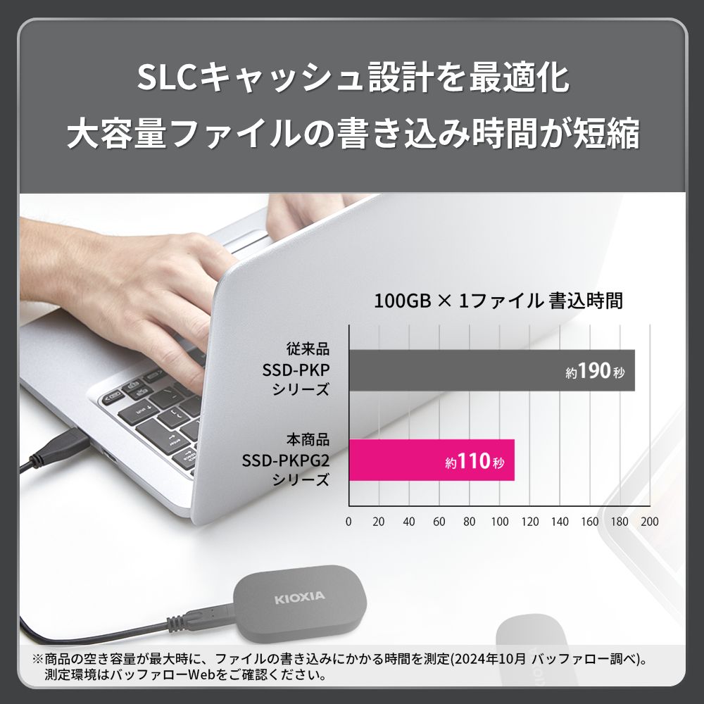 【グッドデザイン賞受賞】キオクシア（KIOXIA）外付けSSD EXCERIA PLUS G2 ポータブル2TB 　パスワード保護 持ち運び コンパクト 高速転送 耐久性 保存 軽量_イメージ3