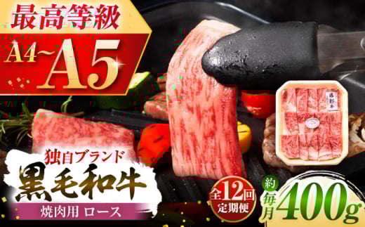 【全12回定期便】フジチク 藤彩牛 ロース 焼肉用 約400g  / 牛肉 黒毛和牛 国産 熊本県 菊陽町 牛 ぎゅう うし 肉 にく やきにく 新鮮 脂【株式会社フジチク】 [BHAD095]