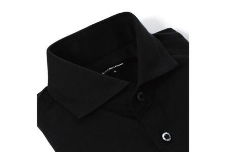 DJS-002 decollouomo メンズドレスシャツ長袖（生地／コンコルド）スモーキーブラック／Lサイズ
