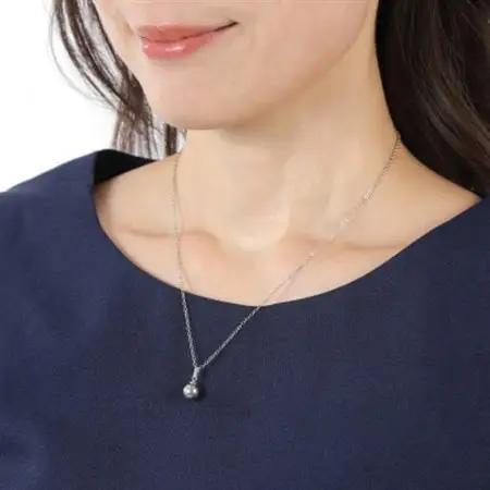 【RoseYumiRose】8mmパール3点セット(ネックレス/ペンダント/ピアス)グレー【配送不可地域：沖縄県】【1663323】