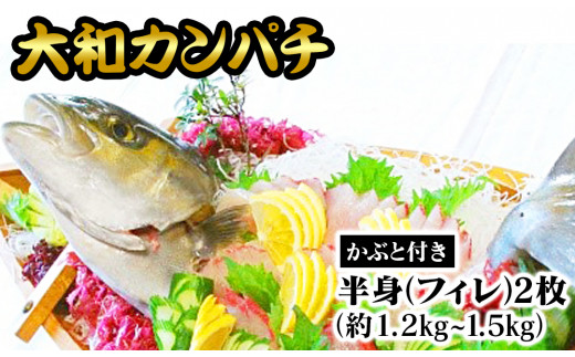 
            大和ｶﾝﾊﾟﾁ半身(ﾌｨﾚ)約1.2kg～1.5kg×2枚かぶと付き N072-YZD063
          