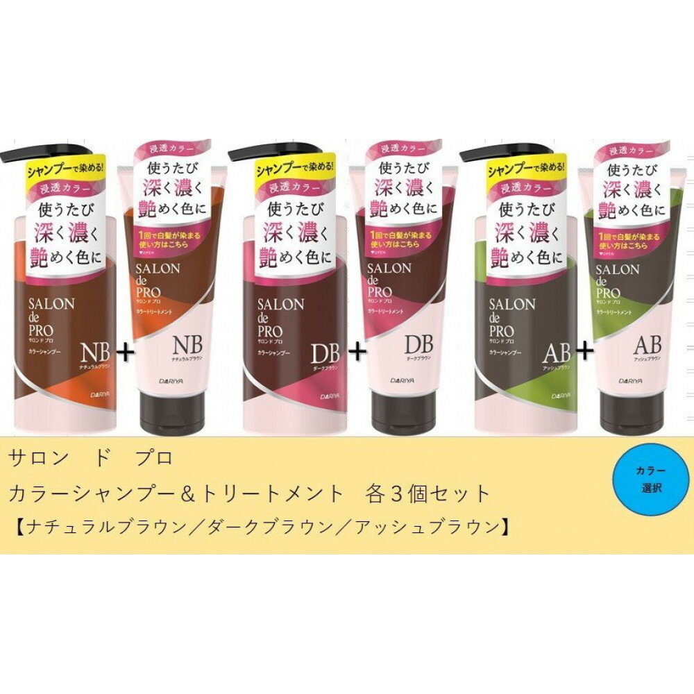 【ふるさと納税】ダリヤ　サロン　ド　プロ　カラーシャンプー＆トリートメント 各3個セット＜ナチュラルブラウン/ダークブラウン/アッシュブラウン＞