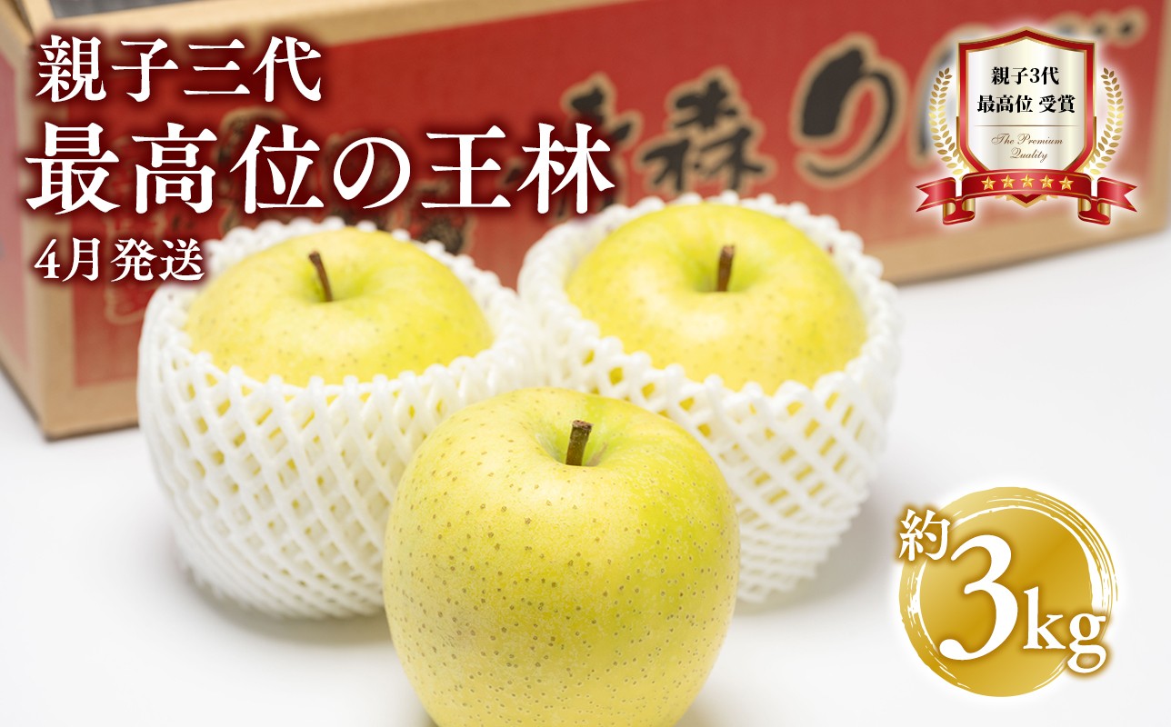 
            【4月発送】親子三代最高位の王林 約3kg【全国ふじコンテスト最高賞受賞農園 青森県 平川市 釈迦のりんご園】王林 全国ふじコンテスト最高賞受賞 青森りんご 平川市広船産 家庭用 リンゴ りんご リンゴ 林檎 フルーツ 果物 平川市 青森 
          