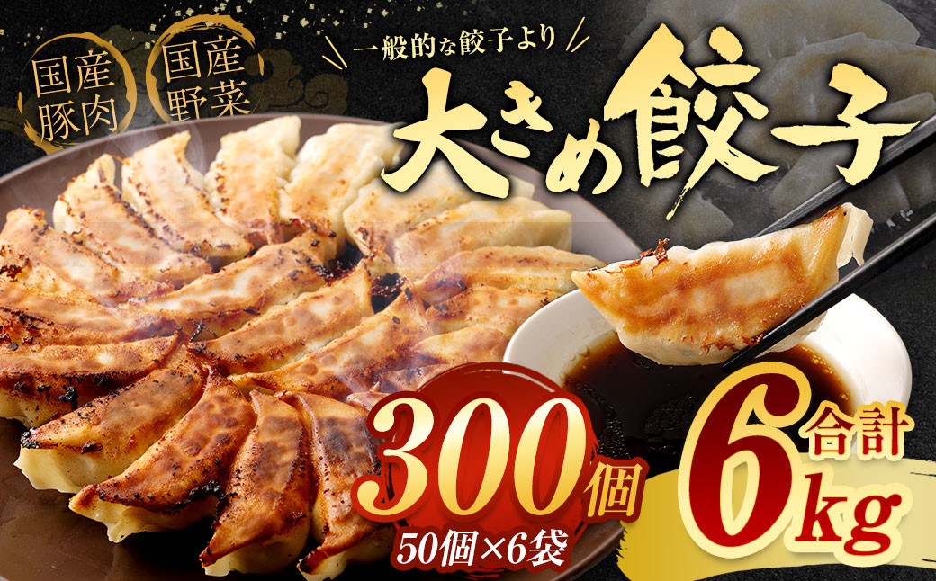 
【国産冷凍生餃子】大きめ餃子 300個 計6kg ラー麦 餃子 ギョーザ
