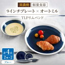 【ふるさと納税】【美濃焼】[軽量食器] TLPリムバンド ブルー 9インチプレート×2枚/オートミル×2枚 ペア【井澤コーポレーション】≪多治見市≫ 食器 皿 ボウル [TBP093]